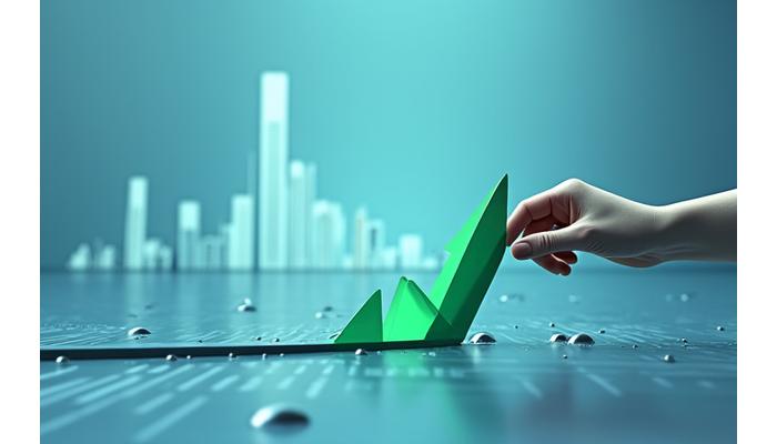 Rankos, patoguojančios greičio juostą su kelio ženklais, rodančiais greitėjimą ir kliūtis, simbolizuojančias veiksnius, turinčius įtakos paskolos išmokėjimo greičiui.